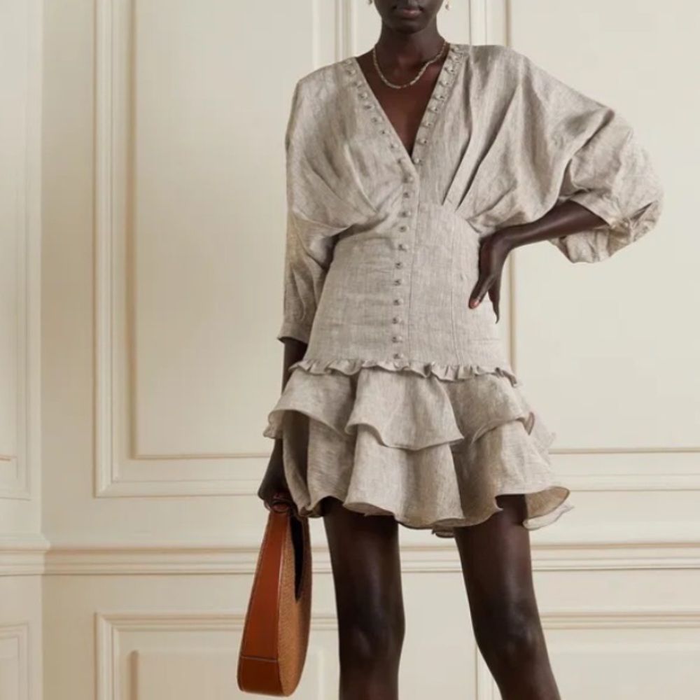 JOSLIN Elizabeth Linen Ramie Mini Dress Size 8